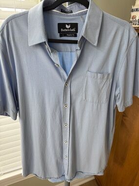 Buttercloth Light Blue Short Sleeve Button-Down Shirt